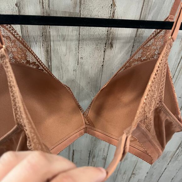 Knix Lace Deep V Bralette Take The Plunge Copper Womens Size XL Wireless - Picture 2 of 4